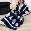 Women's Chinese French Short Sleeve V-Neck Printed Dress + Skirt 2026 - 1-1#