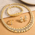 Western Luxury Cubic Zirconia Leaves Jewelry Set Wedding Accessory Full Diamond Cubic Zirconia Bride Set Jewelry Set