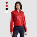 Women's Minimal Lapel Collar Cropped Belt Jacket 2026 | Trendy Jacket - Red