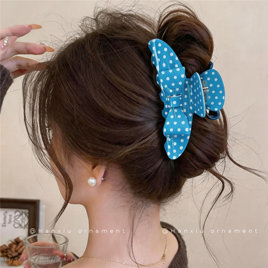 Korean Polka Dot Acrylic Hair Claw Clip - view 3