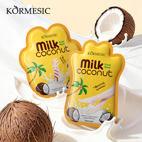 KORMESIC跨境椰子牛奶手足膜hand mask手足部护理外贸厂家批发