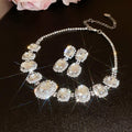 EU/US Import Rhinestone Geometric Oval Circle Necklace Set Personality Clavicle Chain Light Luxury Premium Necklace Women