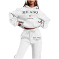 Fashion Plus Size Lined Printed Letter Print Hoodie Set