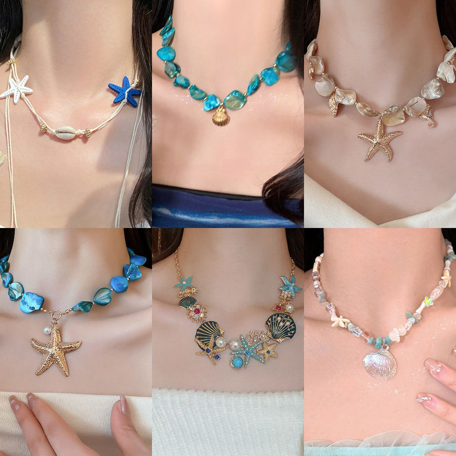 Handwoven Shell and Starfish Necklace - view 2