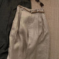 Summer Casual Slimming Linen High Waist Straight Leg Wide Leg Pants + Pants