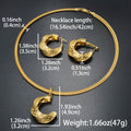 Overseas Fashionable Western Light Luxury C Type Texture Pendant Necklace Versatile Super Sparkle Earrings Commute 2-Piece Set Elegant Women