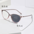 Light Feel Photochromic Prescription Glasses Retro Japanese Ultra-Light Overseas Round Anti-Blue Bare Face Small-Frame HD Prescription Sunglasses