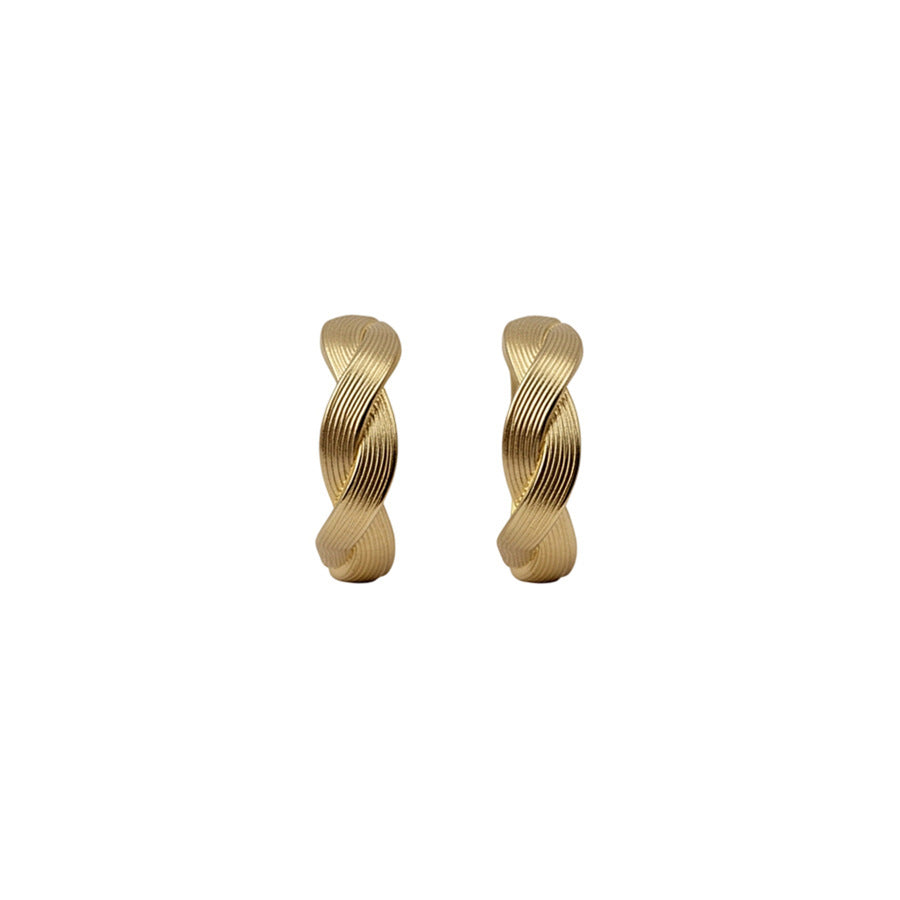Minimalist Twisted Circle Huggie Earrings - view 5