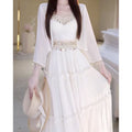 Women's Ethnic Elegant Sun-Protection Loose Dress + Cardigan + Camisole + Shawl 2-Pie - As Pictured