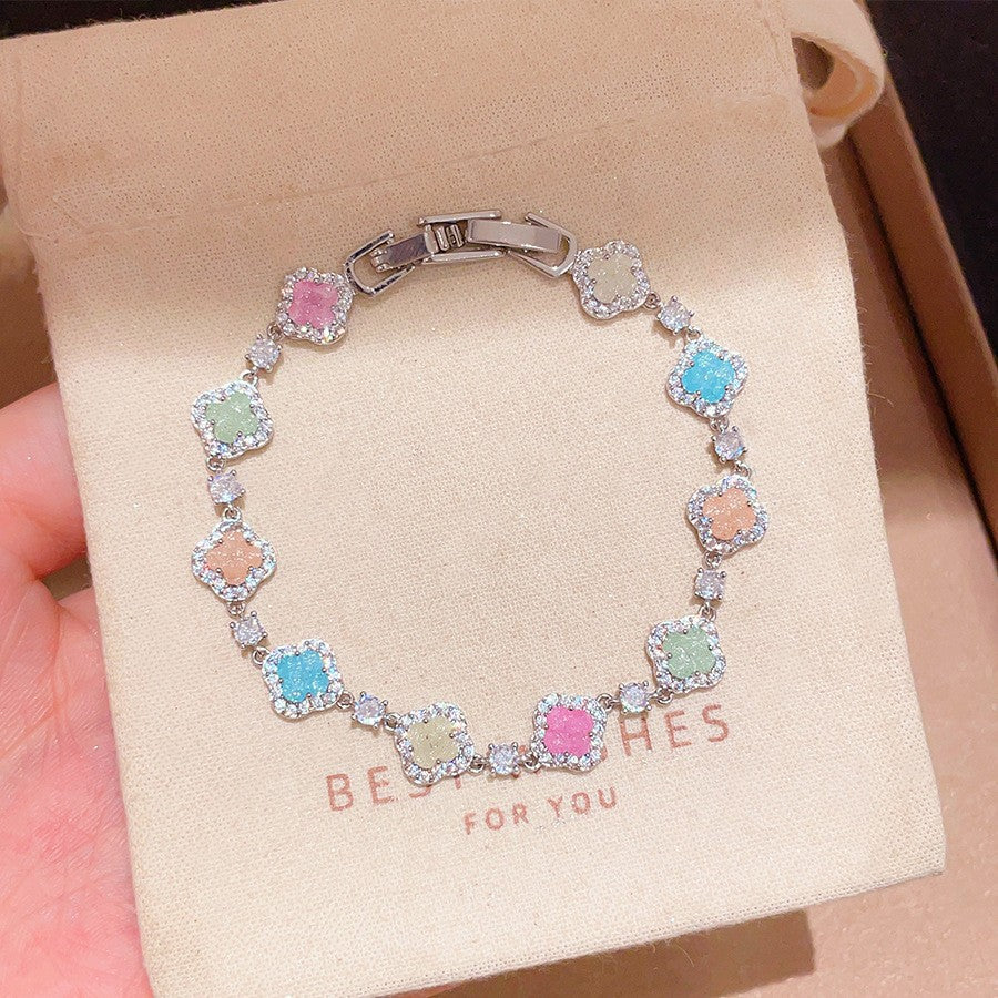 Sparkling Zircon Flower Clasp Bracelet - view 8