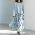 Retro Casual Long Sleeve Skirt + Top 2-Piece Set