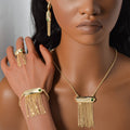 Dubai Overseas 18K Gold Light Luxury Simple Fringe Glossy Necklace Bracelet Set Ring Earrings Design Detail Wedding Set
