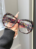 Asymmetric Big Frame Plano Face-Slimming New Overseas Influencer Bare Face Street Snap Wear Jewelry Blue-Light Glasses Frame