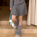 Girls' Preppy Striped Knit Top Pleated Skirt Set