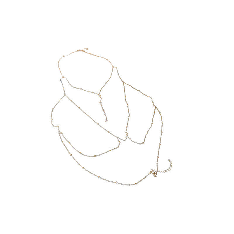 Rhinestone Geometric Body Chain – Layered Back Jewelry - view 5