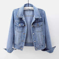 Women's Fall Versatile Minimal Long Sleeve Fitted Cropped Cardigan + Jacket + Top 202 - Light Blue