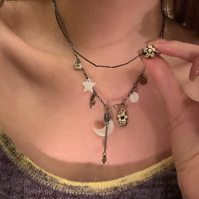 Vintage Punk Rhinestone Metal Necklace - view 4