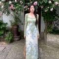 EI Yao New Chinese Retro Floral Camisole + Cardigan Two-Piece Set