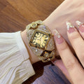 Fashionable Full Diamond Bangle Style Watch Women Premium Niche Light Luxury Retro Waterproof Quartz Watch Overseas Wholesale Bestseller