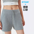 yunsen big pocket shorts women's high waist drawstring versatile casual sports pants slimming fitnes