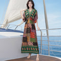 Women's Summer Chinese French Short Sleeve V-Neck Printed Dress + Skirt 2026 - 1-1#