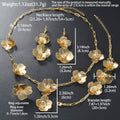Western Personality Overseas Dubai Gold 18K Necklace Bracelet Set Earrings Bride Knot Wedding Women Banquet Accessory Set