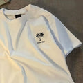 white short-sleeved xinjiang pure cotton men's t-shirt summer korean style trendy men's loose round