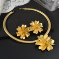 Middle East Bride Jewelry Overseas Fashionable Exquisite 3D Flower Necklace Stud Women Wedding Wear Present Set