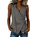 Spring-Summer Casual Sleeveless Tie-Front Shirt