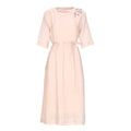 Literary Ramie Embroidered High Waist A-Line Dress S281