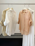 Summer Korean Slimming Tencel Lace Patchwork Sun-Protection Loose Cardigan + Shirt