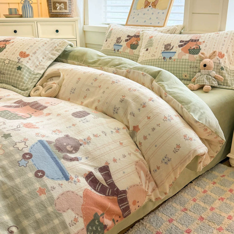 Skateboard Lion Milk Velvet 4-Piece Winter Bedding Set - view 2