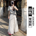 Summer Lace High Waist Asymmetric Mid-Length Long Skirt