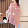 Cotton Short Sleeve T-Shirt - Casual Oversized Top for Young Women Girls