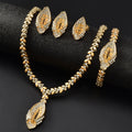 Middle East Style of Bride Jewelry Set Leaf Lens Design Pendant Set Inlay Full Diamond Huawei Beauty Sparkle Dazzling Premium Jewelry