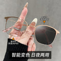 New Overseas Square Frame Glasses Frame Metal Retro Full-Frame Browline Frame Men Fashionable Photochromic Anti-Blue-Light Plano