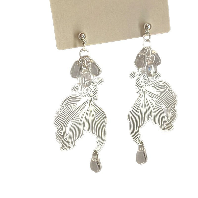 Chinese-Style Glass Bead Tassel Drop Earrings - view 5