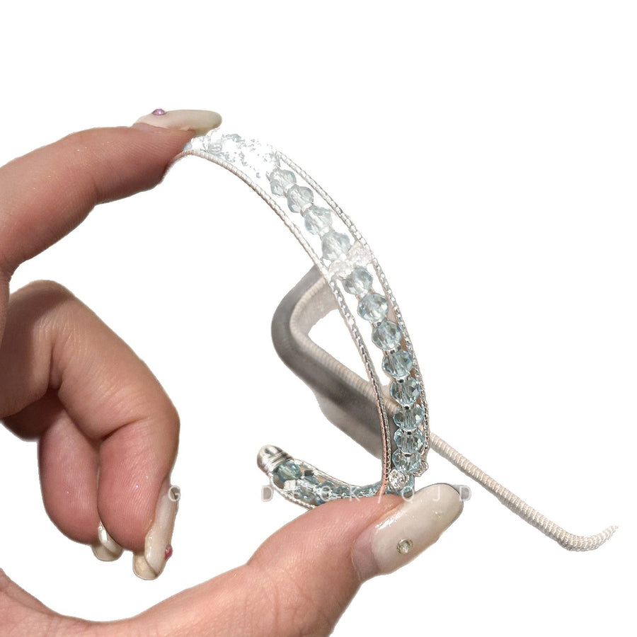 French Glass Bead Zircon Open Bangle Bracelet - view 5