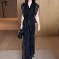 Spring-Summer Fashion Elegant Short Sleeve Wide Leg Pants + Top 2-Piece Set