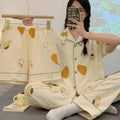 Women's Summer Japanese Short Sleeve Cardigan + Pants 3-Piece Set 2026 - 3-Piece Set Cardigan Apricot