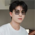 Anti-Blue-Light Myopia Glasses New Influencer Pick Browline Men HD Formal Si Pattern Half-Rim Glasses Frame Prescription Sunglasses