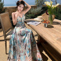 Bohemian V-Neck Camisole High Waist Big Swing Long Dress