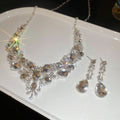 Fall Day Champagne Rhinestone Heavy-Duty Teardrop Necklace Light Luxury Niche Clavicle Chain Banquet Party Noble Jewelry Set
