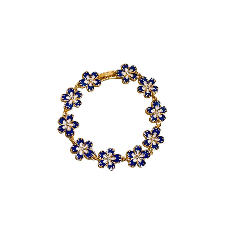 Vintage Enamel Color-Block Flower Bracelet - view 5