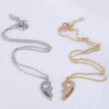EU/US Import Best Friend Heart-Shaped Heart English Necklace Fashionable Two Petal Rhinestone 2-Piece Set Sweater Chain N6184