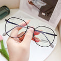 Anti-Blue Plano Women 2021 New Fashionable Retro Gold Metal Glasses Korean Big Frame Can Fit Prescription Frame