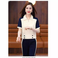 Summer Fashion Designer Short Sleeve Lapel Collar Loose Wide Leg Pants + Top 2-Piece Set