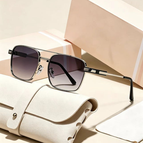 Pair Bridge Men Sunglasses Driving Sun-Proof Trendy Outing Metal Sunglasses Cool Versatile Personality Fashionable Sunglasses