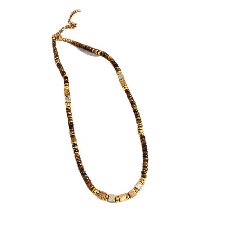 Vintage Oval Tiger's Eye Pendant Necklace - view 5