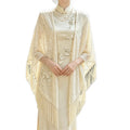 Women's New Chinese Knit Fringe Qipao Dress + Cardigan + Shawl 2026 - Off White